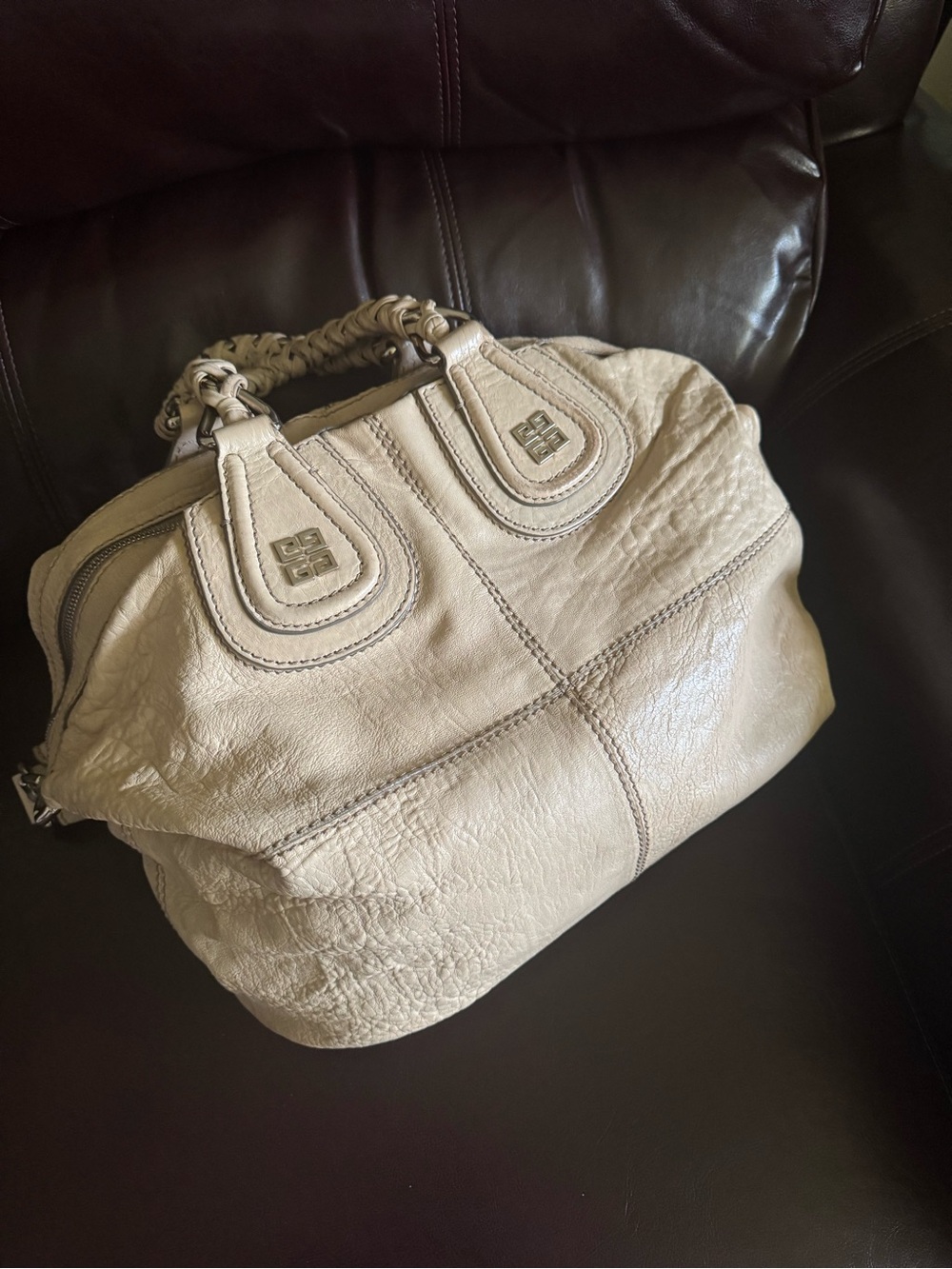 Givenchy Tan Leather Satchel with Braided Top Handles - Picture 5 of 10